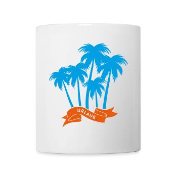 Urlaub Palmen Banderole Vektor Ferien Camping Fun - Tasse - Weiß - Vorne