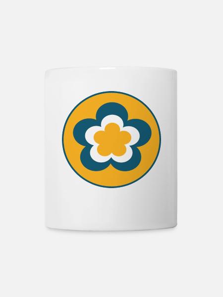 70er Jahre Blume Muster - Tasse - Weiß