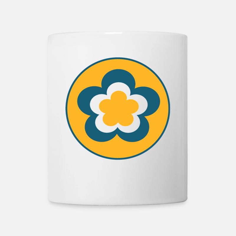70er Jahre Blume Muster - Tasse - Weiß