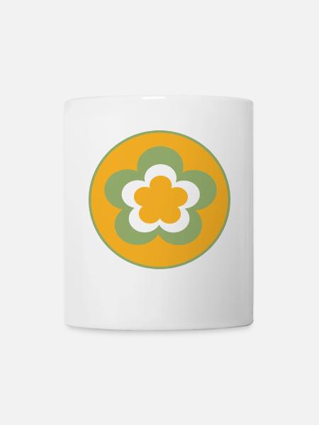 70er Jahre Blume Muster - Tasse - Weiß