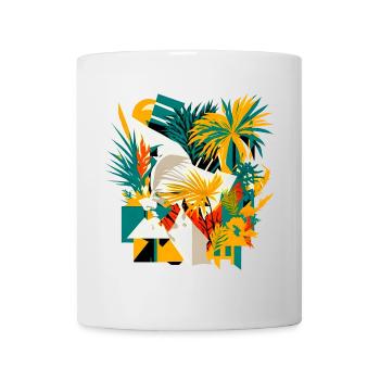 Palmen und Blumen aus kubischer Sicht - Tasse - Weiß - Vorne