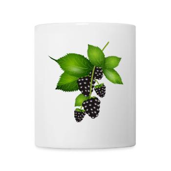 bright dark purple blackberries with leaves - Mug - white - Front