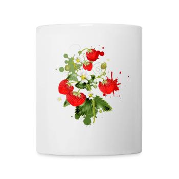 Erdbeeren Pflanze mit Erdbeeren Blüte Graffiti - Tasse - Weiß - Vorne
