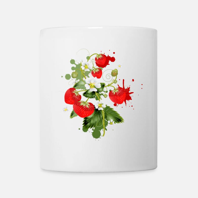 Erdbeeren Pflanze mit Erdbeeren Blüte Graffiti - Tasse - Weiß