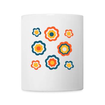 70er Jahre Blume Muster Retro Hippie Flowers Power - Tasse - Weiß - Vorne