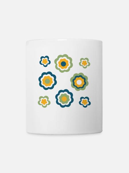 70er Jahre Blume Muster grün - Tasse - Weiß