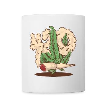 420 hemp hand holding a cannabis joint cartoon - Mug - white - Front