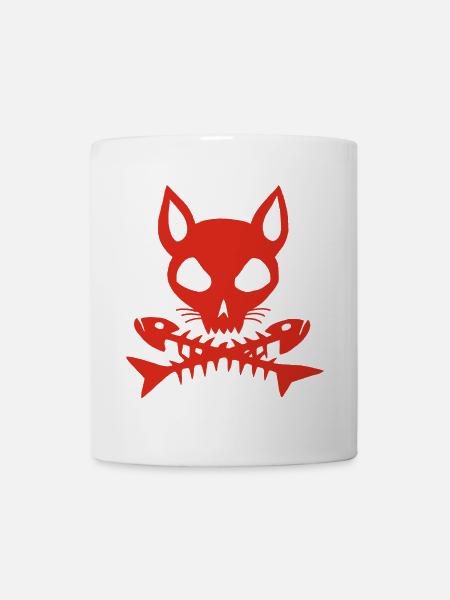 Roter Katzenschädel - Tasse - Weiß