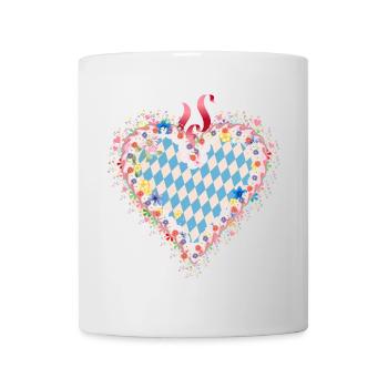 Gingerbread heart shape in blue and white Bavarian style - Mug - white - Front