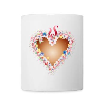 Gingerbread heart folk festival with icing and flowers - Mug - white - Front