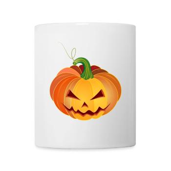 Visage orange de citrouille d’Halloween - Mug blanc - blanc - Devant