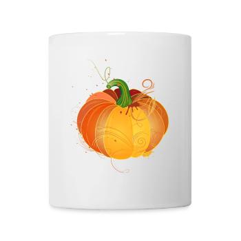 orangefarbener Kürbis in herbstliche Farben - Tasse - Weiß - Vorne
