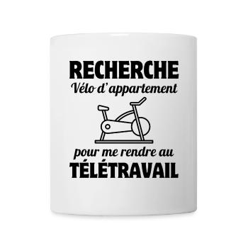 télétravail, travail humour, humour de bureau - Mug blanc - blanc - Devant