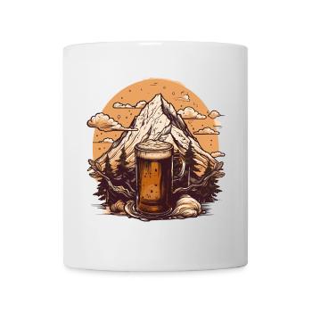 Berggipfel mit Bierkrug Design - Tasse - Weiß - Vorne