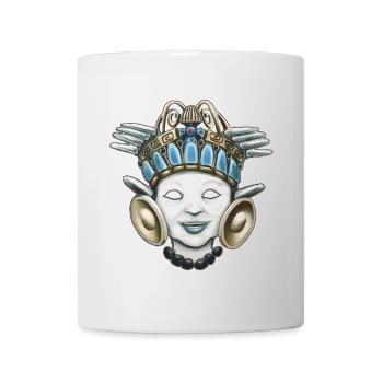Aztekisch inspiriertes Porträt in blauer Farbe - Tasse - Weiß - Vorne