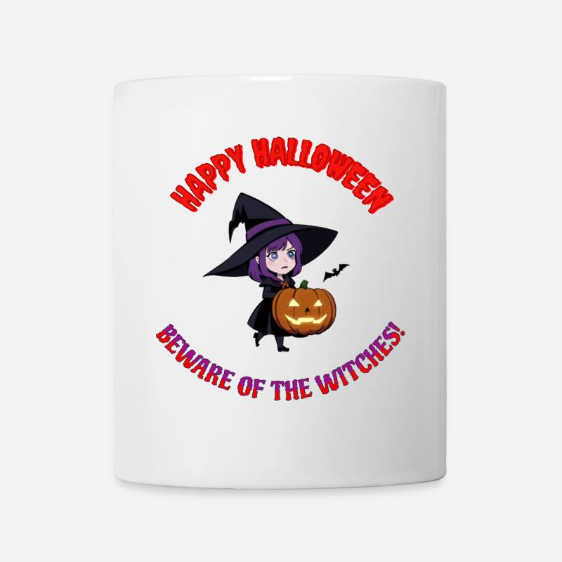 Enfant Sorcière avec Citrouille – Halloween - Mug blanc - blanc