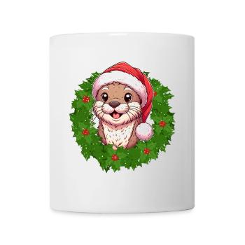 Cute Otter Christmas Design for the Holidays - Mug - white - Front
