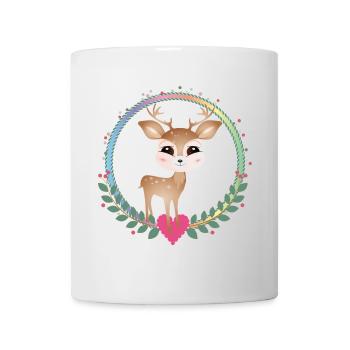 cute little deer with heart frame - Mug - white - Front