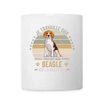 je travaille dur pour que mon Beagle - Mug blanc - blanc - Devant