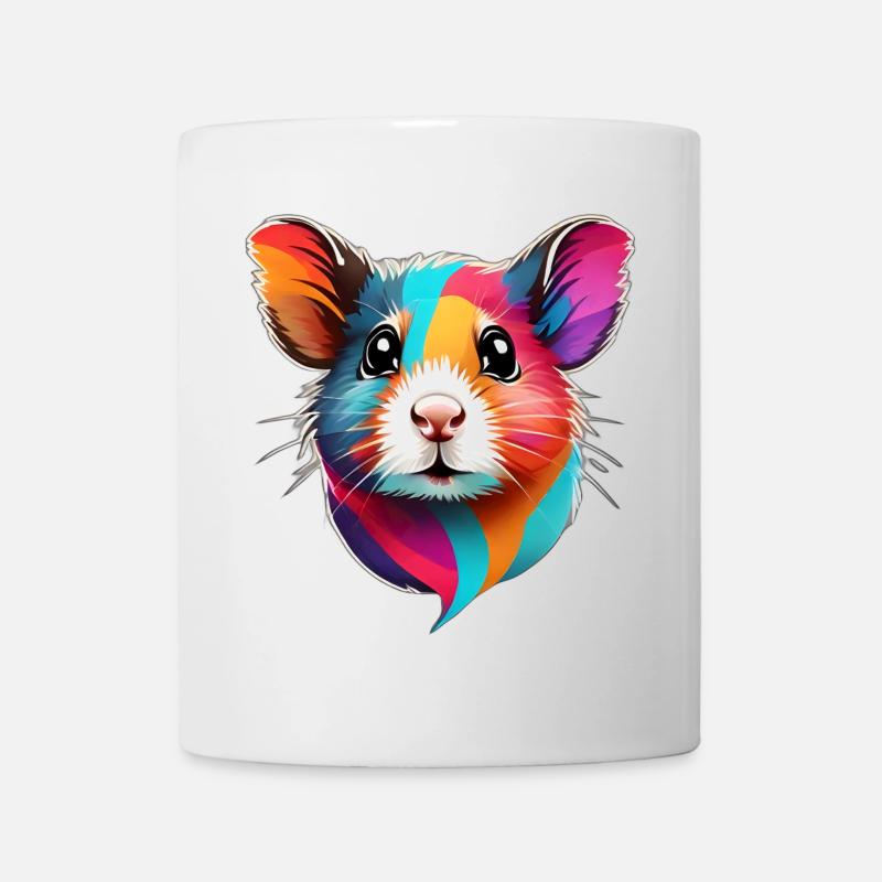 visage de hamster coloré - Mug blanc - blanc