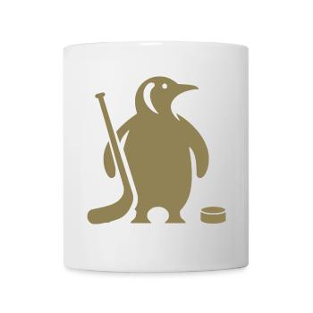 Minimalistische Pinguin Eishockey Silhouette - Tasse - Weiß - Vorne