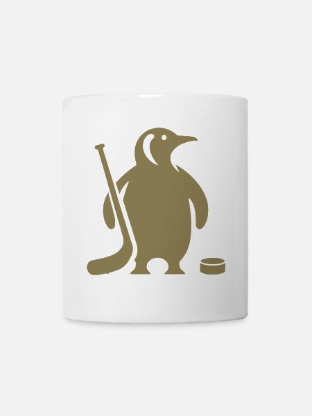 Minimalistische Pinguin Eishockey Silhouette - Tasse - Weiß