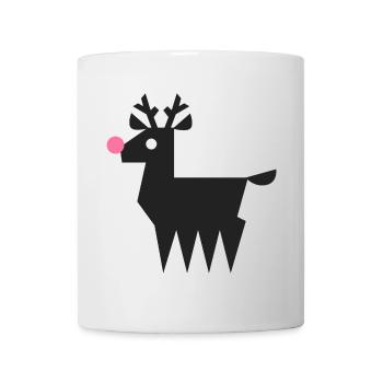Rentier Rudolf Logo L schwarz mit neonpinker Nase - Tasse - Weiß - Vorne