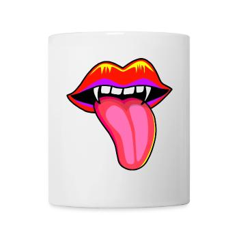 Mund mit Vampir Zähnen - Tasse - Weiß - Vorne