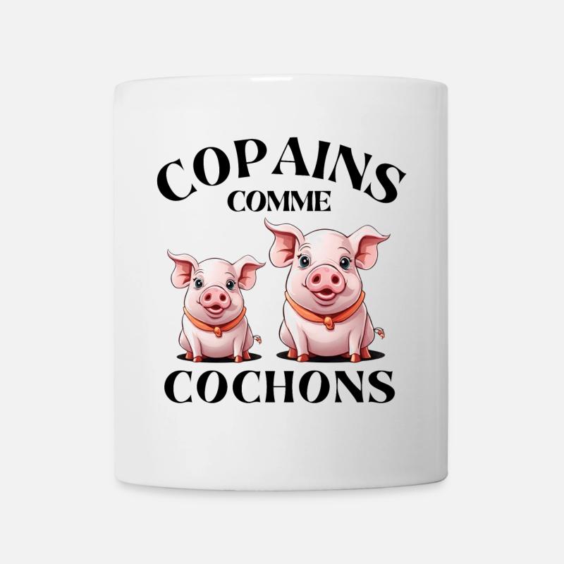 cochon, copains comme cochons, amitié - Mug blanc - blanc