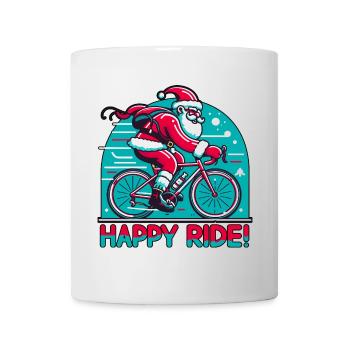 Happy Ride Chrsitmas St. Nicholas on the road bike - Mug - white - Front