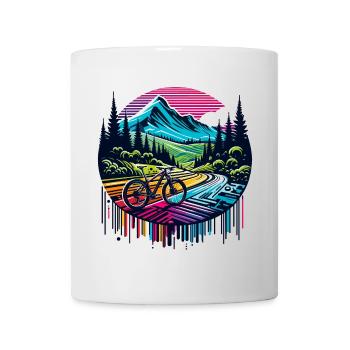Paysage vibrant de vélo de montagne - Mug blanc - blanc - Devant