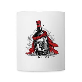 Festayre, féria et taureau avec béret et foulard r - Mug blanc - blanc - Devant