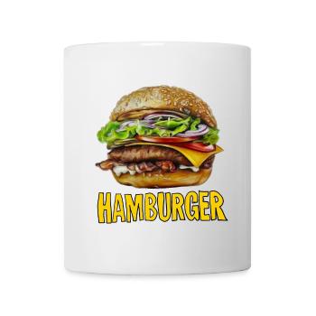 Hamburger Retro Cartoon Design - Tasse - Weiß - Vorne