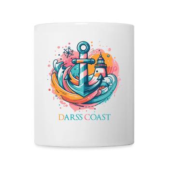 DarssCoast - Wellen Leuchtturm Anker Grafik - Tasse - Weiß - Vorne