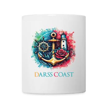 DarssCoast - Wellen Möwe Anker Grafik - Tasse - Weiß - Vorne