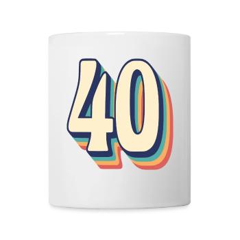 Vintage Retro T-Shirt Nummer 40 Forty - Tasse - Weiß - Vorne