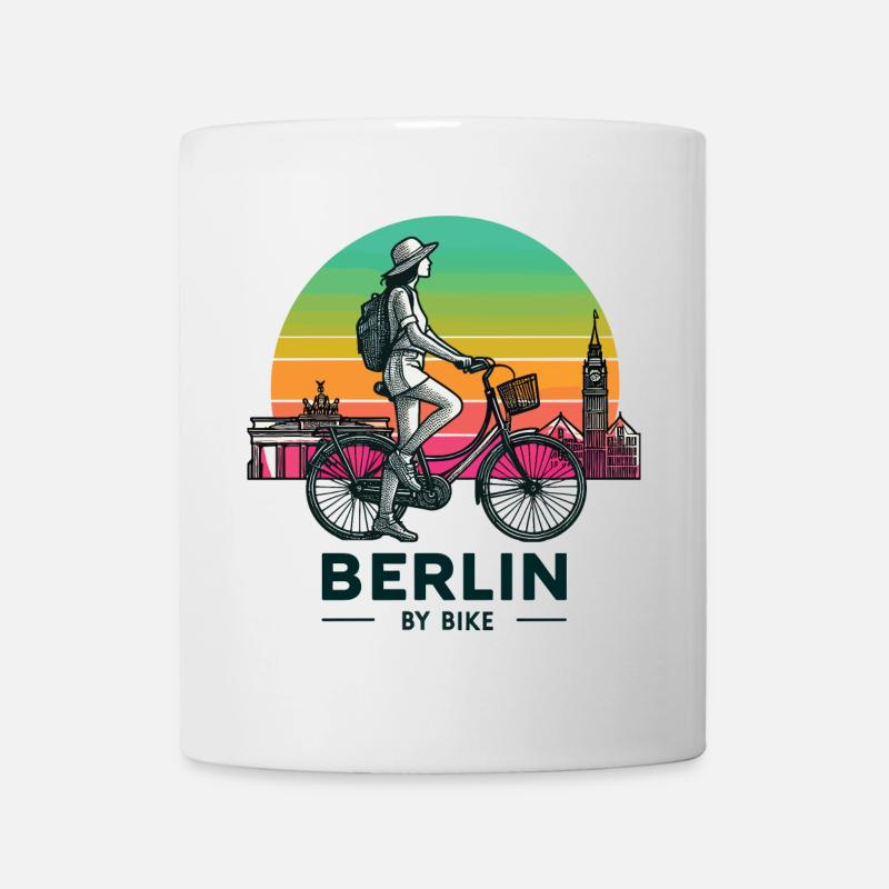 Berlin Skyline Radfahren Illustration - Tasse - Weiß