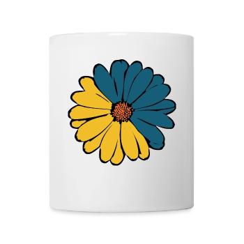 Flower dark blue blue flower flowers blue-yellow - Mug - white - Front