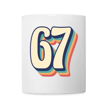 Vintage Retro T-Shirt Nummer 67 Sixty Seven - Tasse - Weiß - Vorne
