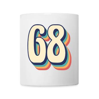 Vintage Retro T-Shirt Nummer 68, Achtundsechzig - Tasse - Weiß - Vorne