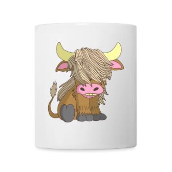 Langhaarige Kuh - Tasse - Weiß - Vorne
