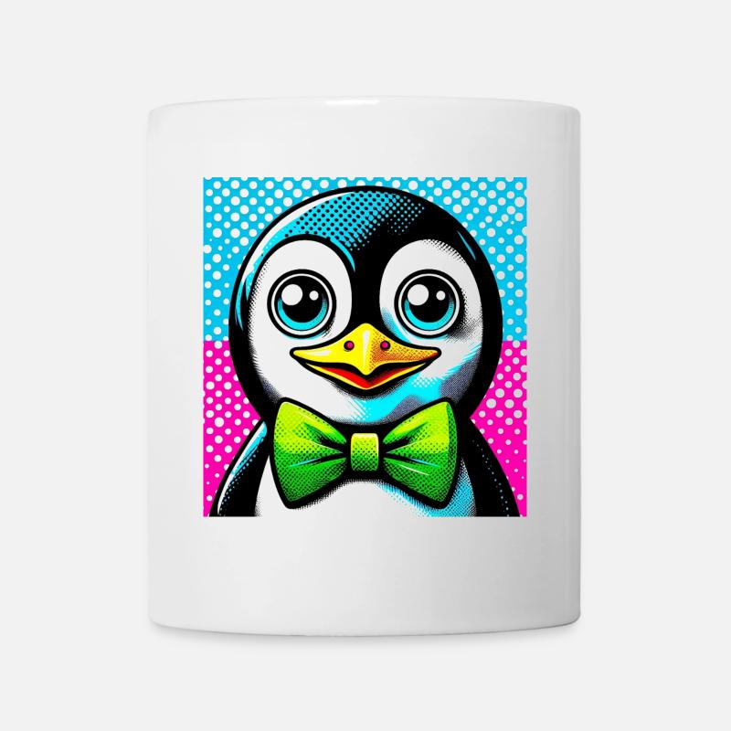 Pinguin mit Fliege Pop Art - Tasse - Weiß