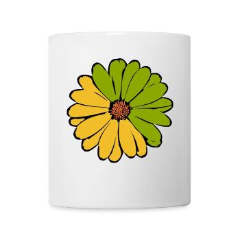 Fleur jaune vert jaune vert fleur - Mug blanc - blanc - Devant