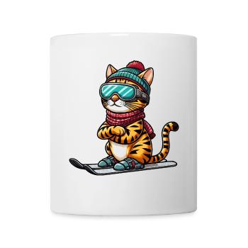 Ski Bengalkatze, Skifahrer Katze - Tasse - Weiß - Vorne