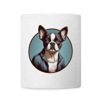 Boston Terrier Portrait Bostie Portrait - Tasse - Weiß - Vorne