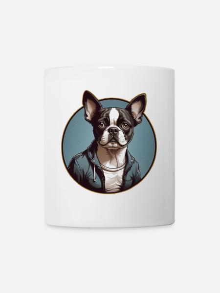 Boston Terrier Portrait Bostie Portrait - Mug blanc - blanc