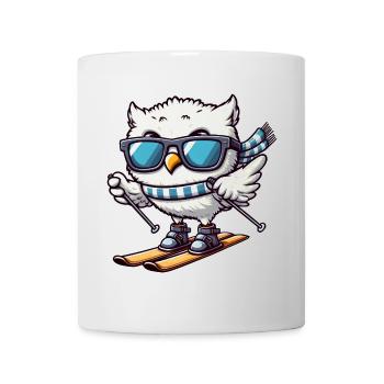Snowy Owl Skier, Winter Vacation Charm - Mug - white - Front