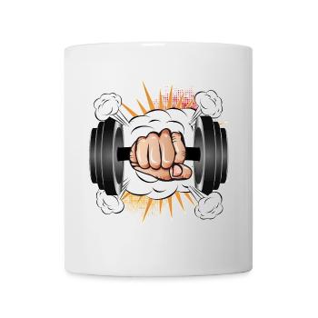 Dumbbell in hand - Comic style for bodybuilders - Mug - white - Front