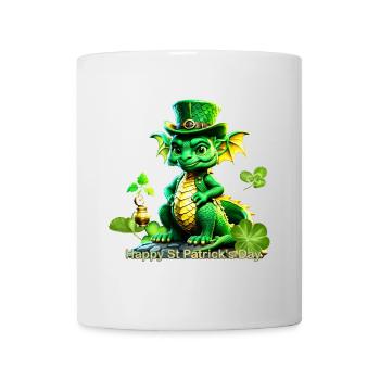 Mignon dragon de la Saint-Patrick avec trèfle. - Mug blanc - blanc - Devant