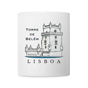 Lisbonne, Torre de Belem, Portugal, Dessin à la main - Mug blanc - blanc - Devant